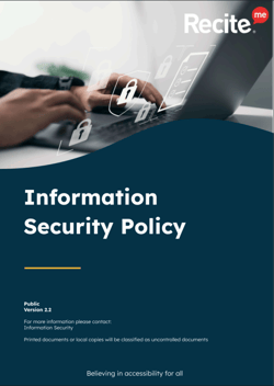 Front page of information security policy document, showing title, classification and version